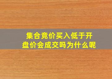 集合竞价买入低于开盘价会成交吗为什么呢