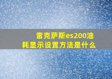 雷克萨斯es200油耗显示设置方法是什么