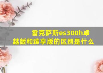 雷克萨斯es300h卓越版和臻享版的区别是什么