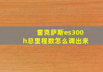 雷克萨斯es300h总里程数怎么调出来