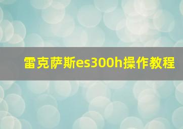 雷克萨斯es300h操作教程