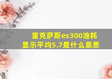 雷克萨斯es300油耗显示平均5.7是什么意思