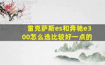 雷克萨斯es和奔驰e300怎么选比较好一点的