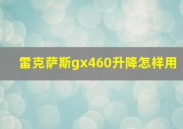 雷克萨斯gx460升降怎样用