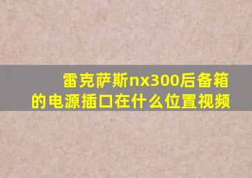 雷克萨斯nx300后备箱的电源插口在什么位置视频