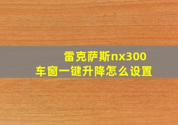 雷克萨斯nx300车窗一键升降怎么设置