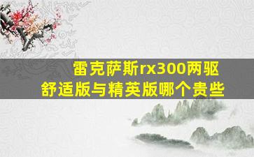 雷克萨斯rx300两驱舒适版与精英版哪个贵些