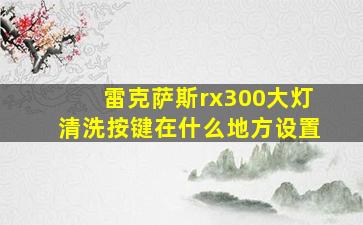 雷克萨斯rx300大灯清洗按键在什么地方设置