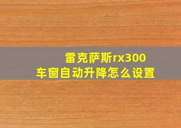 雷克萨斯rx300车窗自动升降怎么设置