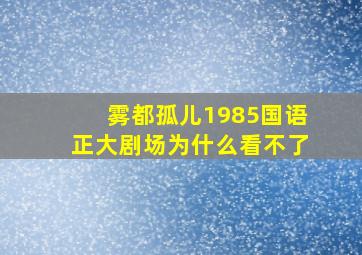 雾都孤儿1985国语正大剧场为什么看不了