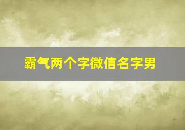 霸气两个字微信名字男