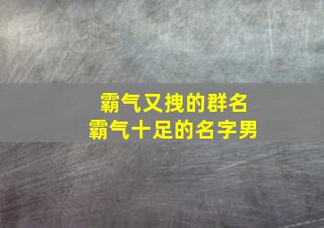 霸气又拽的群名霸气十足的名字男