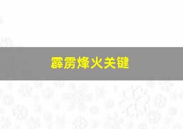 霹雳烽火关键