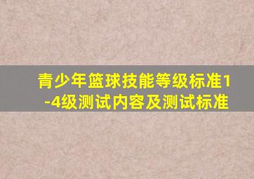 青少年篮球技能等级标准1-4级测试内容及测试标准