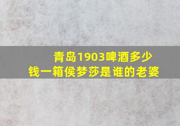 青岛1903啤酒多少钱一箱侯梦莎是谁的老婆