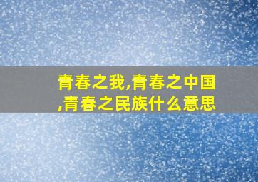 青春之我,青春之中国,青春之民族什么意思