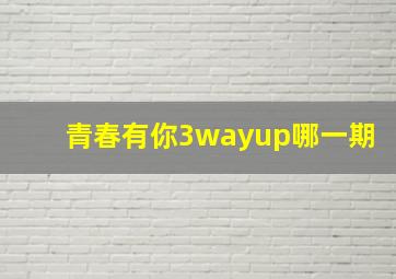 青春有你3wayup哪一期