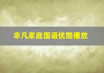 非凡家庭国语优酷播放