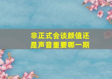 非正式会谈颜值还是声音重要哪一期