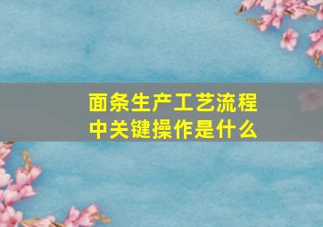 面条生产工艺流程中关键操作是什么