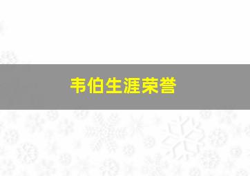 韦伯生涯荣誉