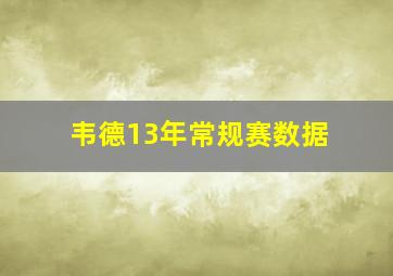 韦德13年常规赛数据