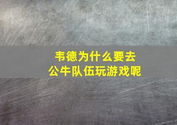 韦德为什么要去公牛队伍玩游戏呢