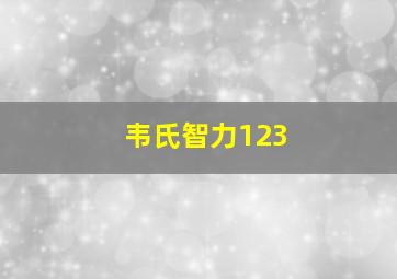 韦氏智力123