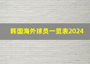 韩国海外球员一览表2024