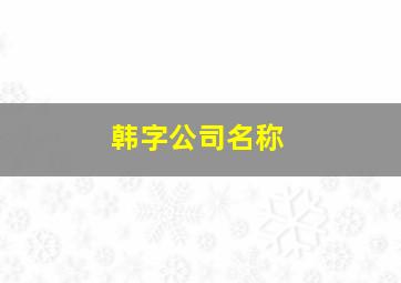 韩字公司名称