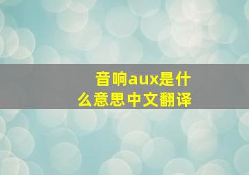 音响aux是什么意思中文翻译