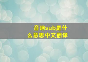 音响sub是什么意思中文翻译