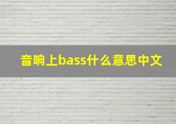 音响上bass什么意思中文