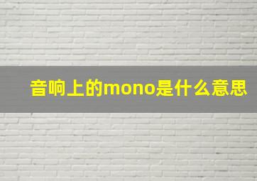 音响上的mono是什么意思