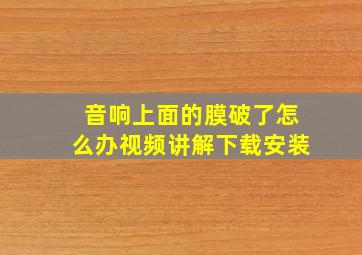 音响上面的膜破了怎么办视频讲解下载安装