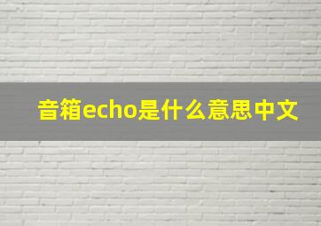 音箱echo是什么意思中文