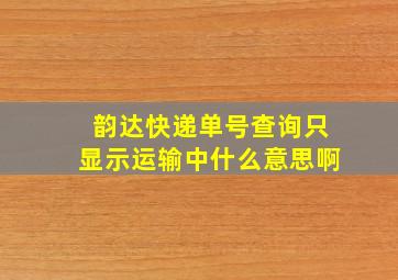 韵达快递单号查询只显示运输中什么意思啊