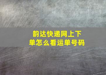 韵达快递网上下单怎么看运单号码