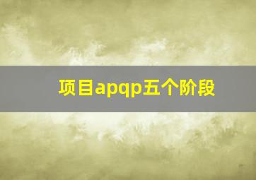 项目apqp五个阶段