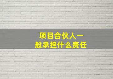 项目合伙人一般承担什么责任