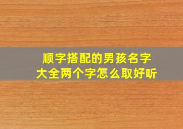 顺字搭配的男孩名字大全两个字怎么取好听