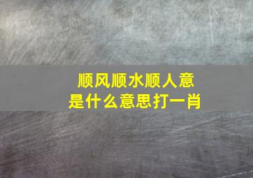 顺风顺水顺人意是什么意思打一肖