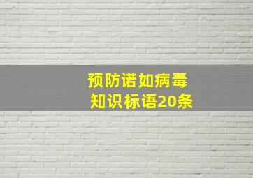 预防诺如病毒知识标语20条