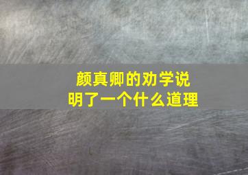 颜真卿的劝学说明了一个什么道理