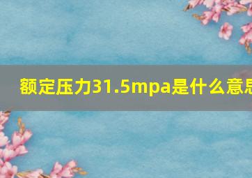 额定压力31.5mpa是什么意思