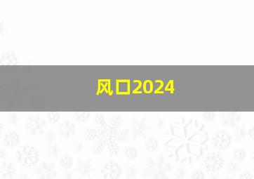 风口2024