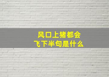 风口上猪都会飞下半句是什么