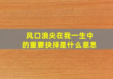 风口浪尖在我一生中的重要抉择是什么意思