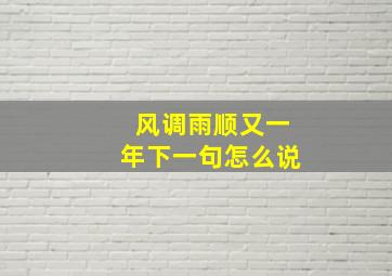 风调雨顺又一年下一句怎么说