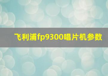 飞利浦fp9300唱片机参数